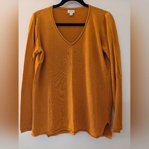 JCrew mustard yellow v-neck light sweater